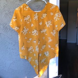 Madewell floral yellow silk top